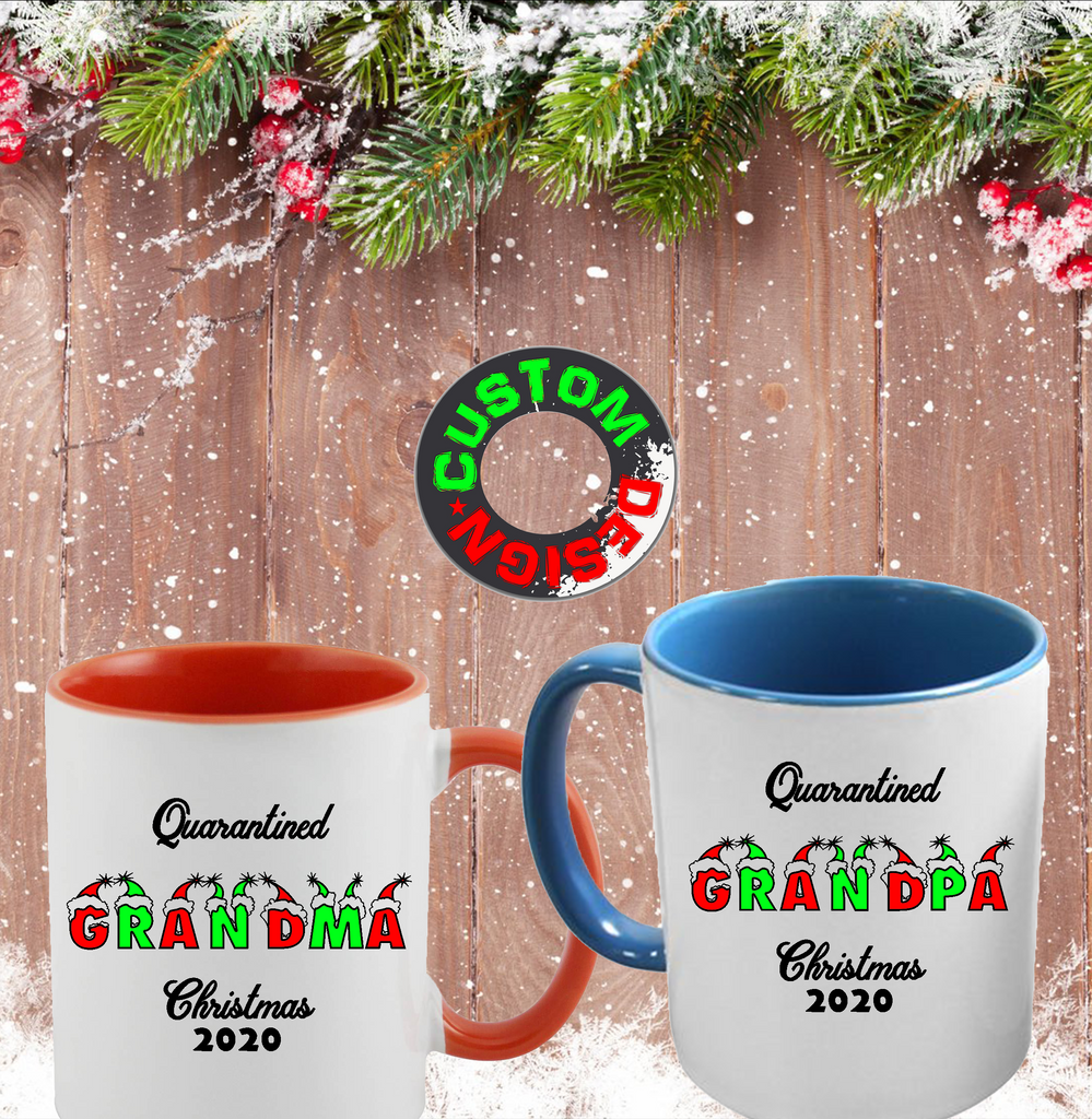Quarantined Grandma & Grandpa Christmas 2020 design print on Mug - Stop Design Print