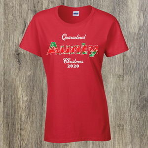 Open image in slideshow, Quarantined Aunty Christmas 2020 design print on T-Shirt - Stop Design Print

