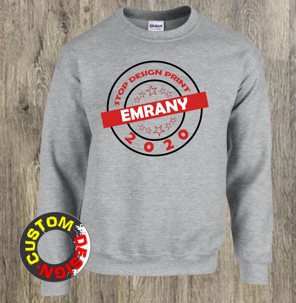 Customized Stamp design print on Sweatshirts Crewneck Collar - Stop Design Print